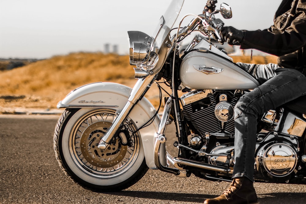 black and silver cruiser motorcycle