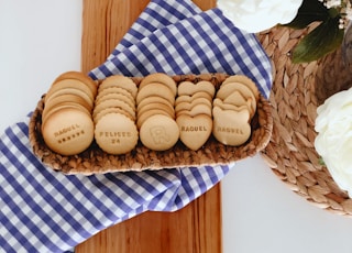 brown cookies on brown woven basket
