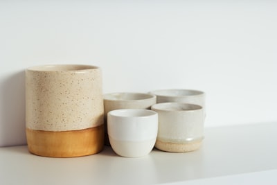 white and brown ceramic bowls ceramic google meet background