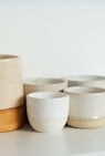 white and brown ceramic bowls