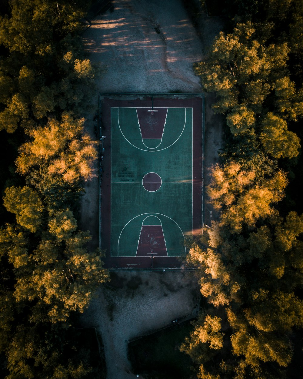 birds eye view of basketball court
