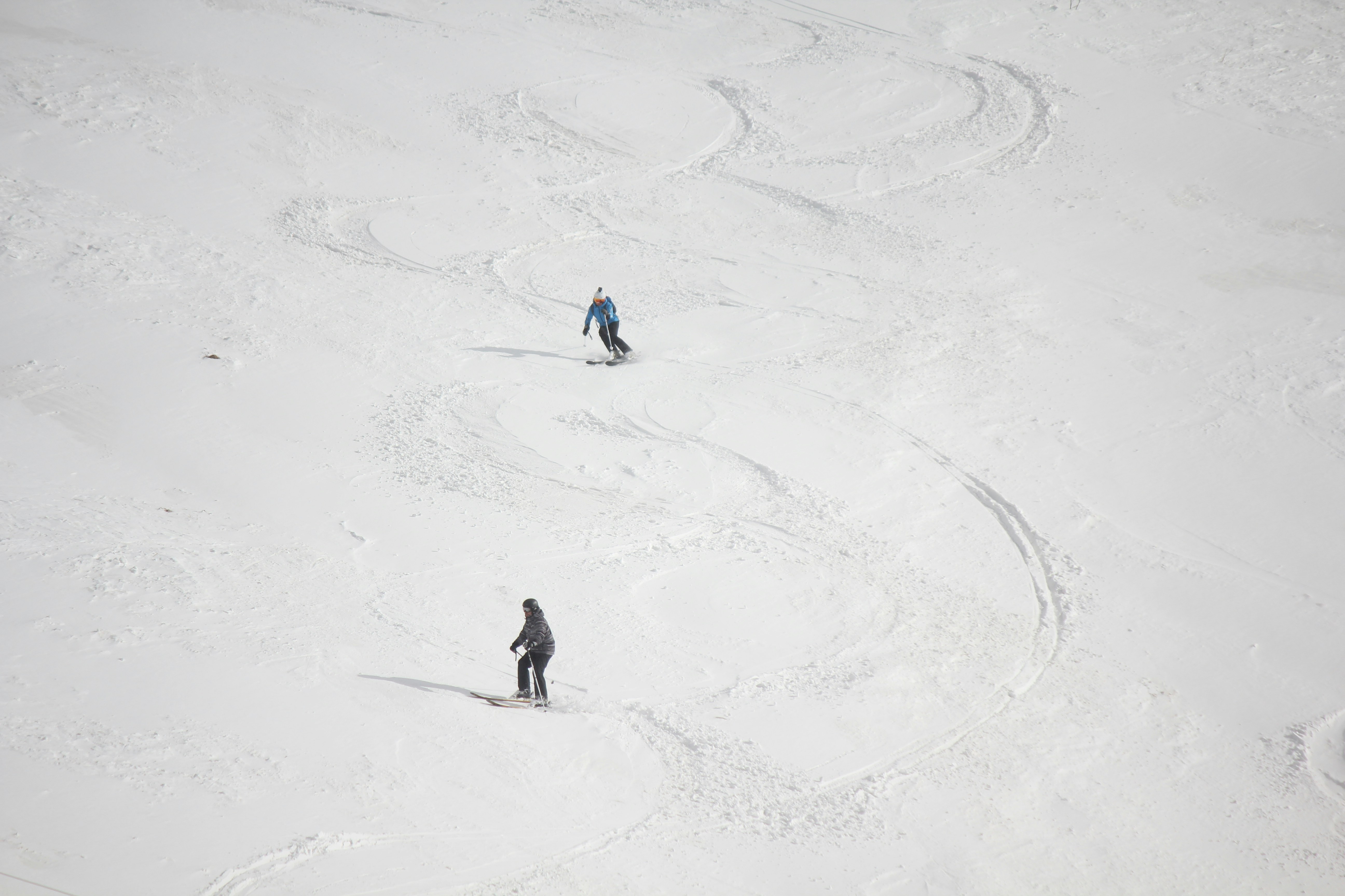 люди гуляют по заснеженному полю в дневное время