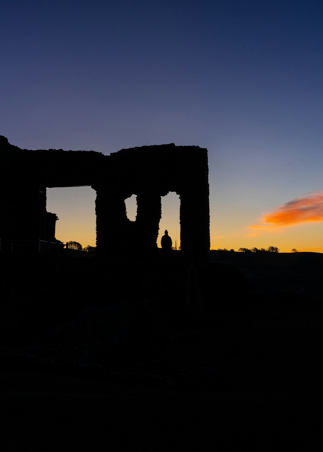 silhouette of building during sunset