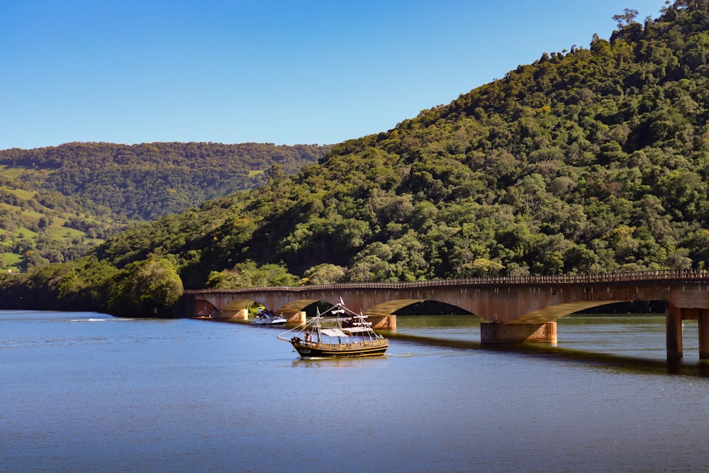 white boat on river near bridge during daytime