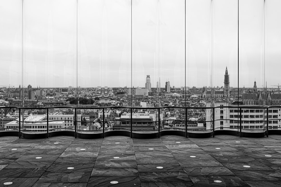 grayscale photo of city buildings