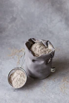 stainless steel cup with brown powder