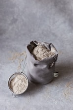 stainless steel cup with brown powder