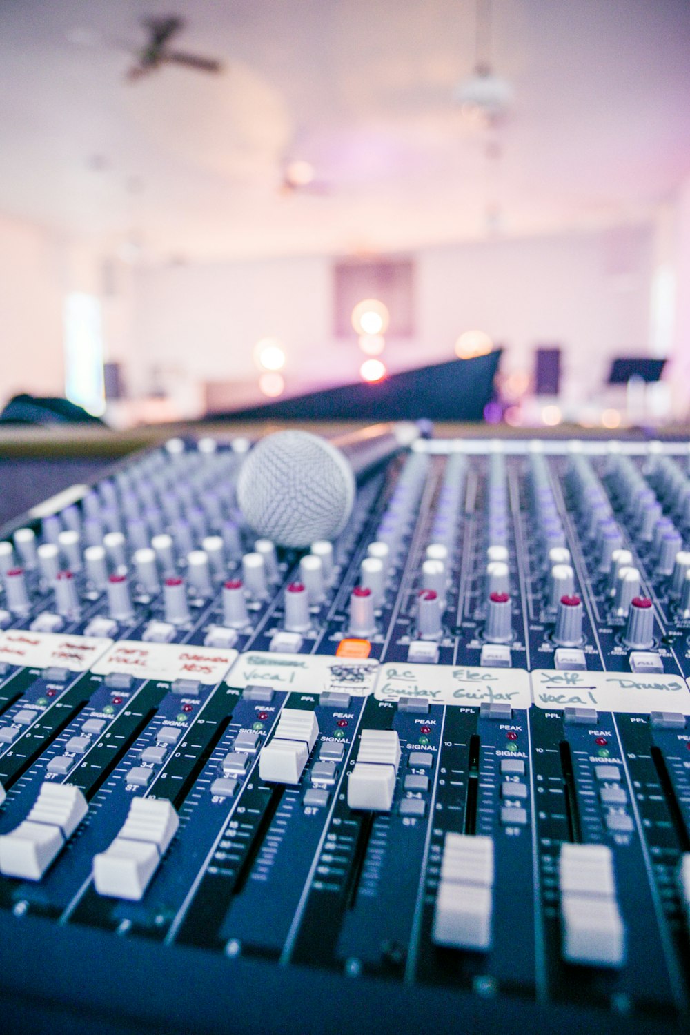 white and black audio mixer