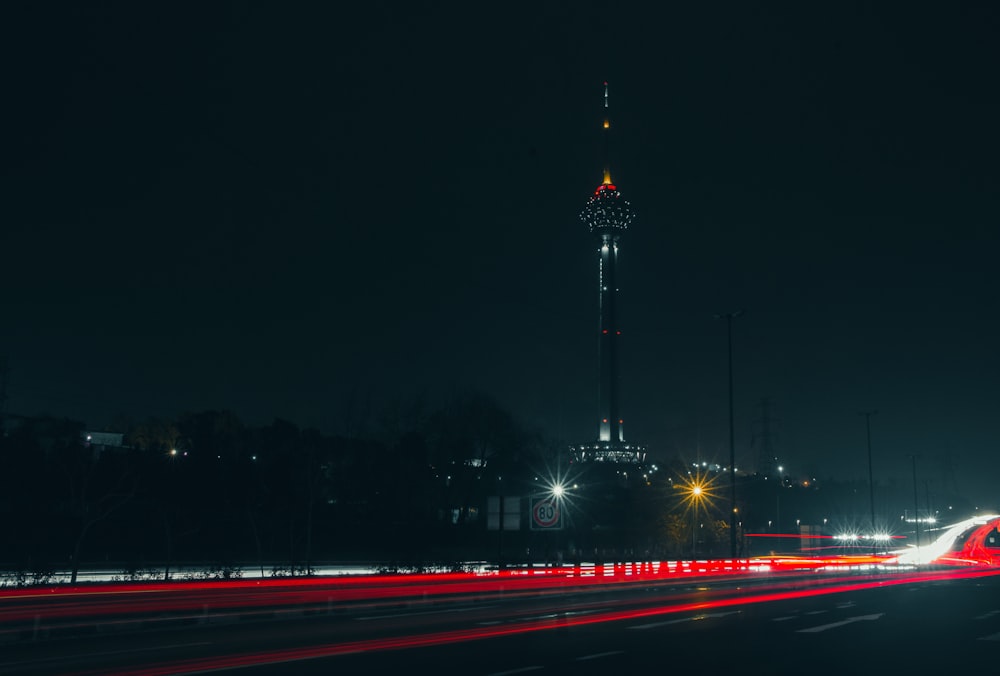 time lapse photography of cars on road during night time