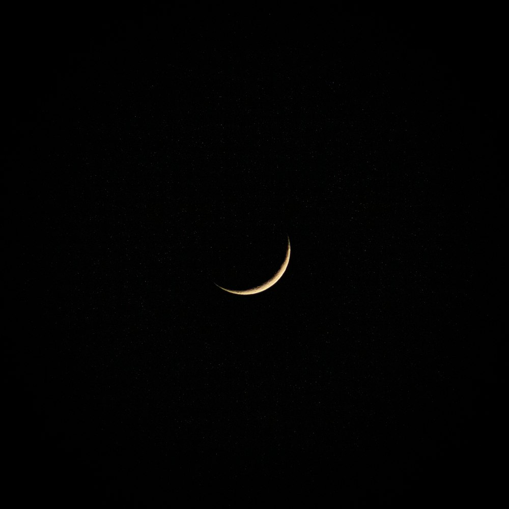 white crescent moon in the sky