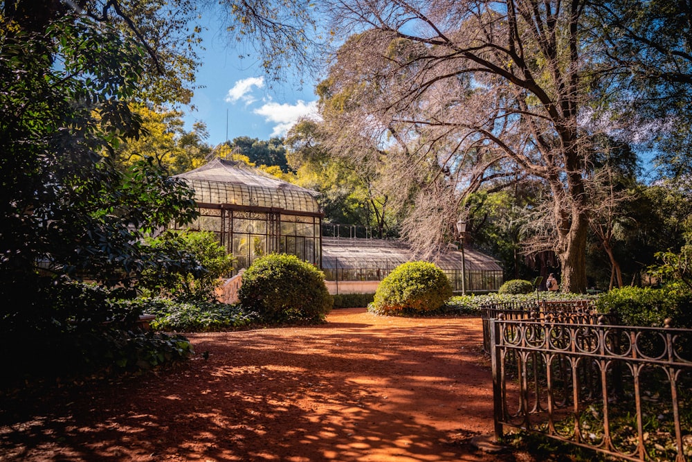 green trees and plants near white metal fence during daytime