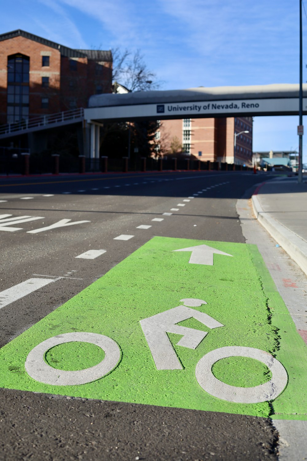 green and white pedestrian lane