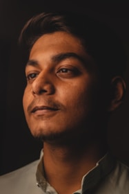 A warm, natural light portrait session with expressive emotions.