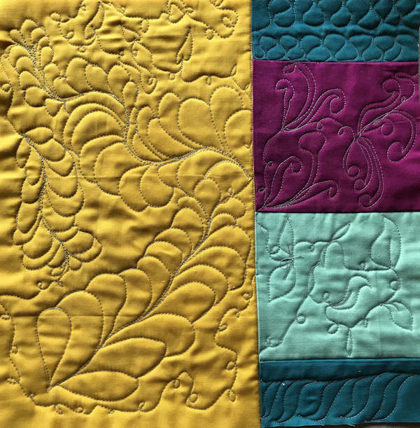 Green and beige floral quilting fabric