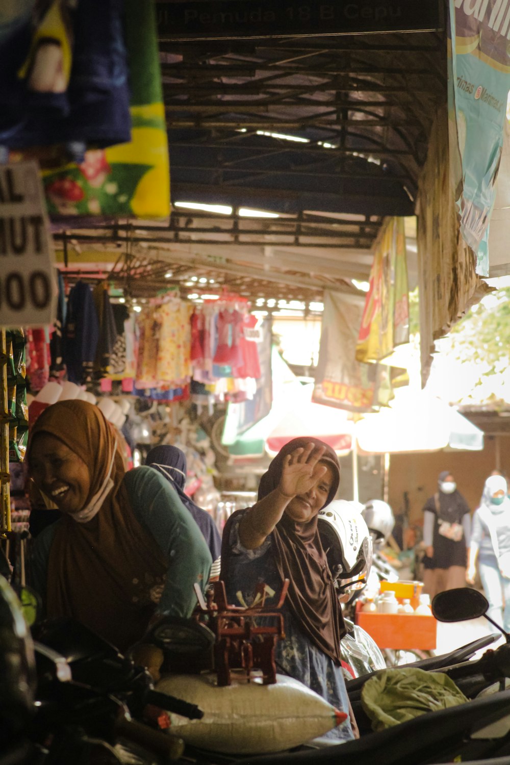 people in a market during night time