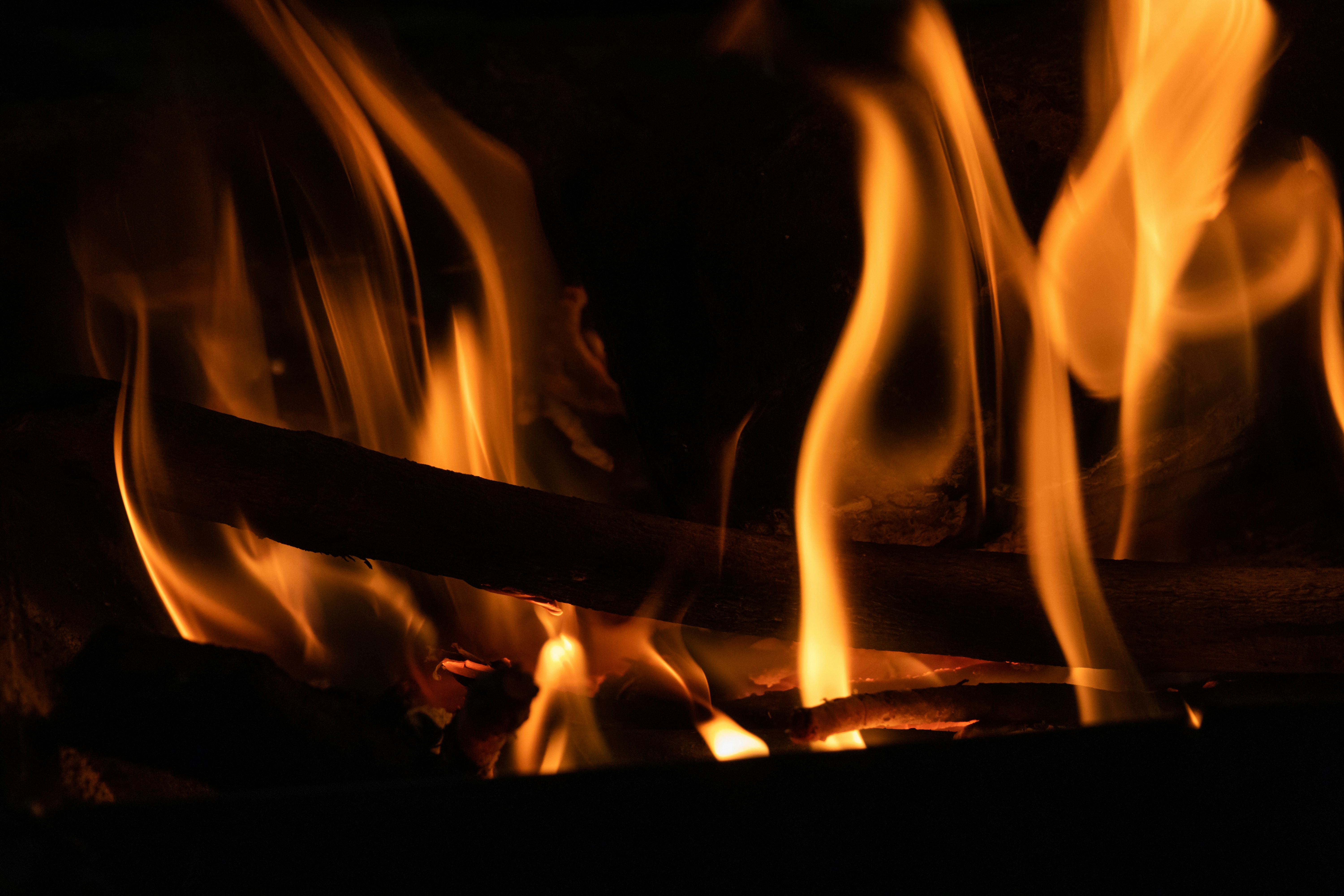 fire in the dark during night time