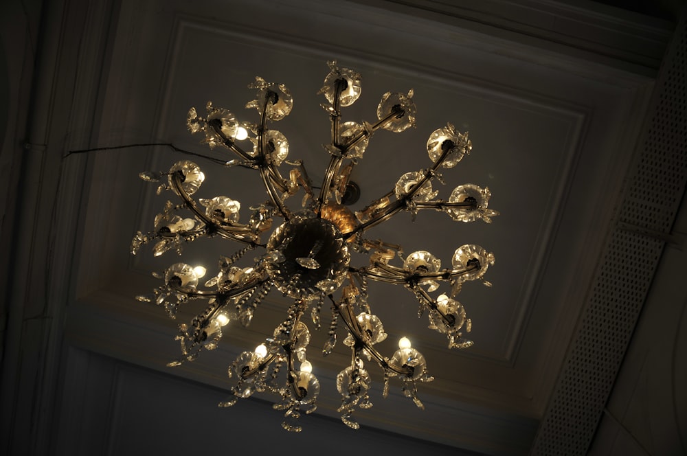 silver and white uplight chandelier