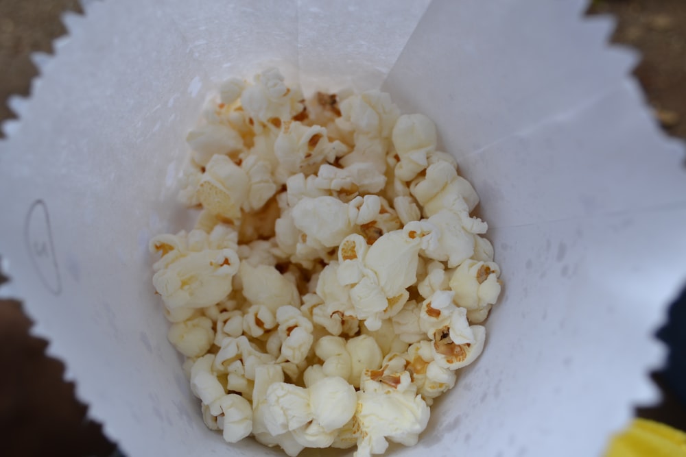 white popcorn on white paper