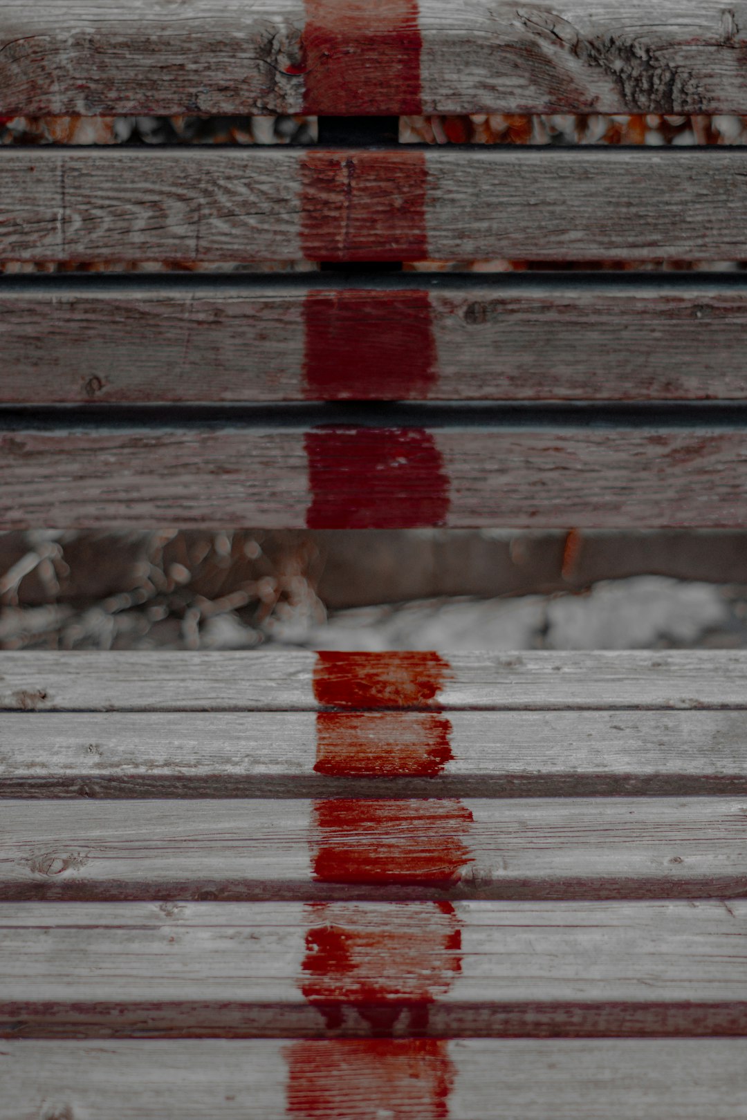 white and red wooden plank