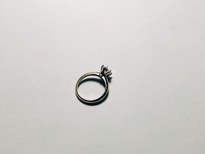 Minimalist silver ring showcased against a soft gray background