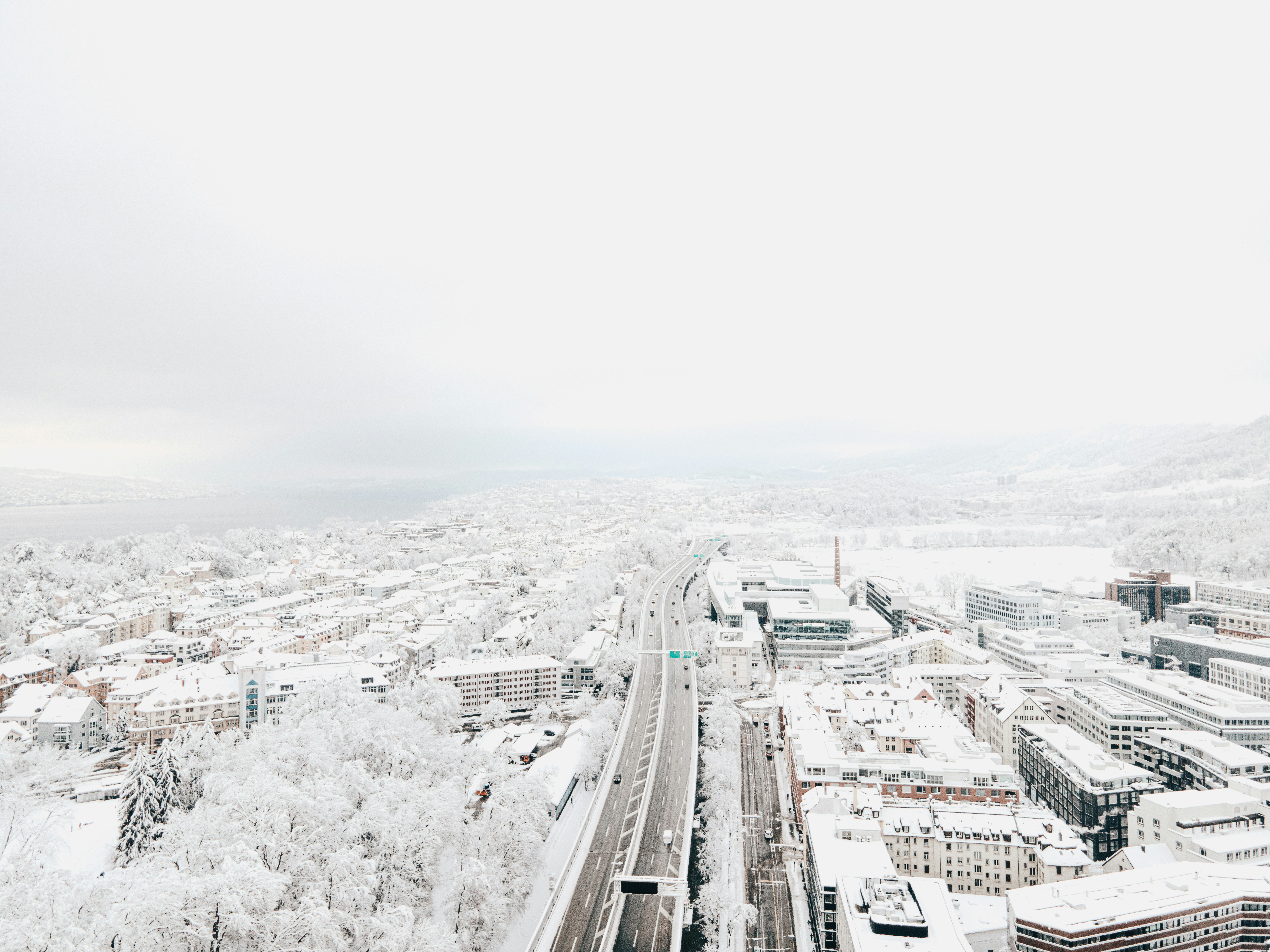 Zurich on a cold January day after two days of continuous snowfall.