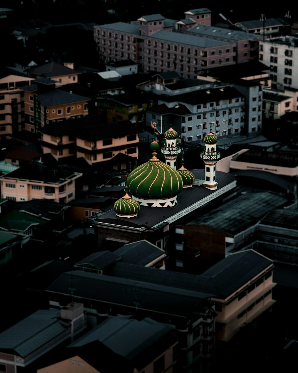 green and yellow dome building