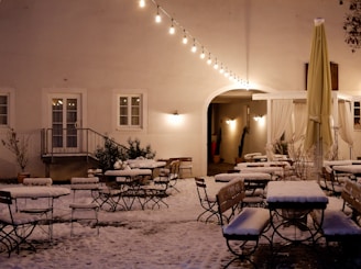 Cozy terrace enclosed with transparent PVC curtains and outdoor rolling shutters