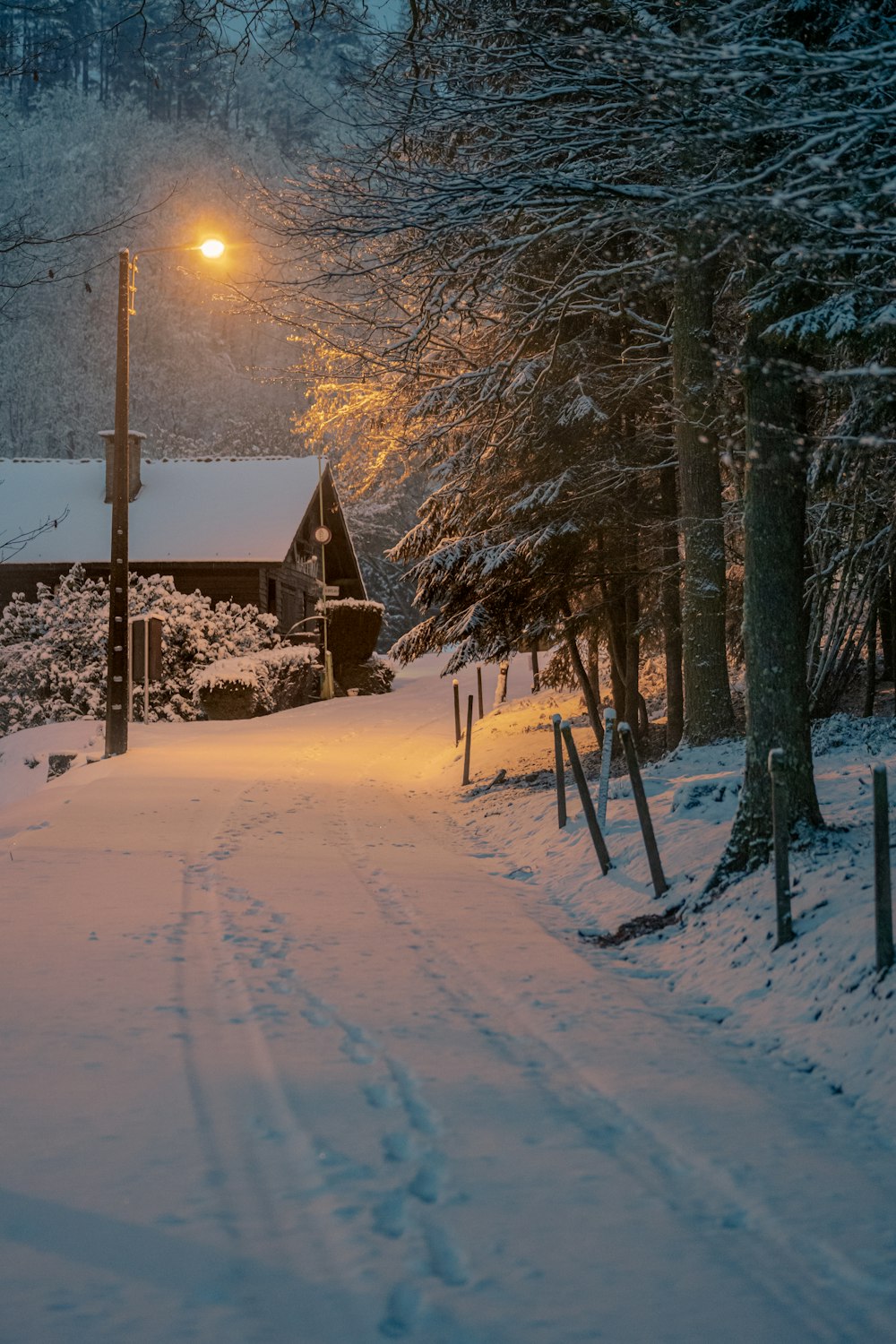 brown wooden house on snow covered ground during daytime