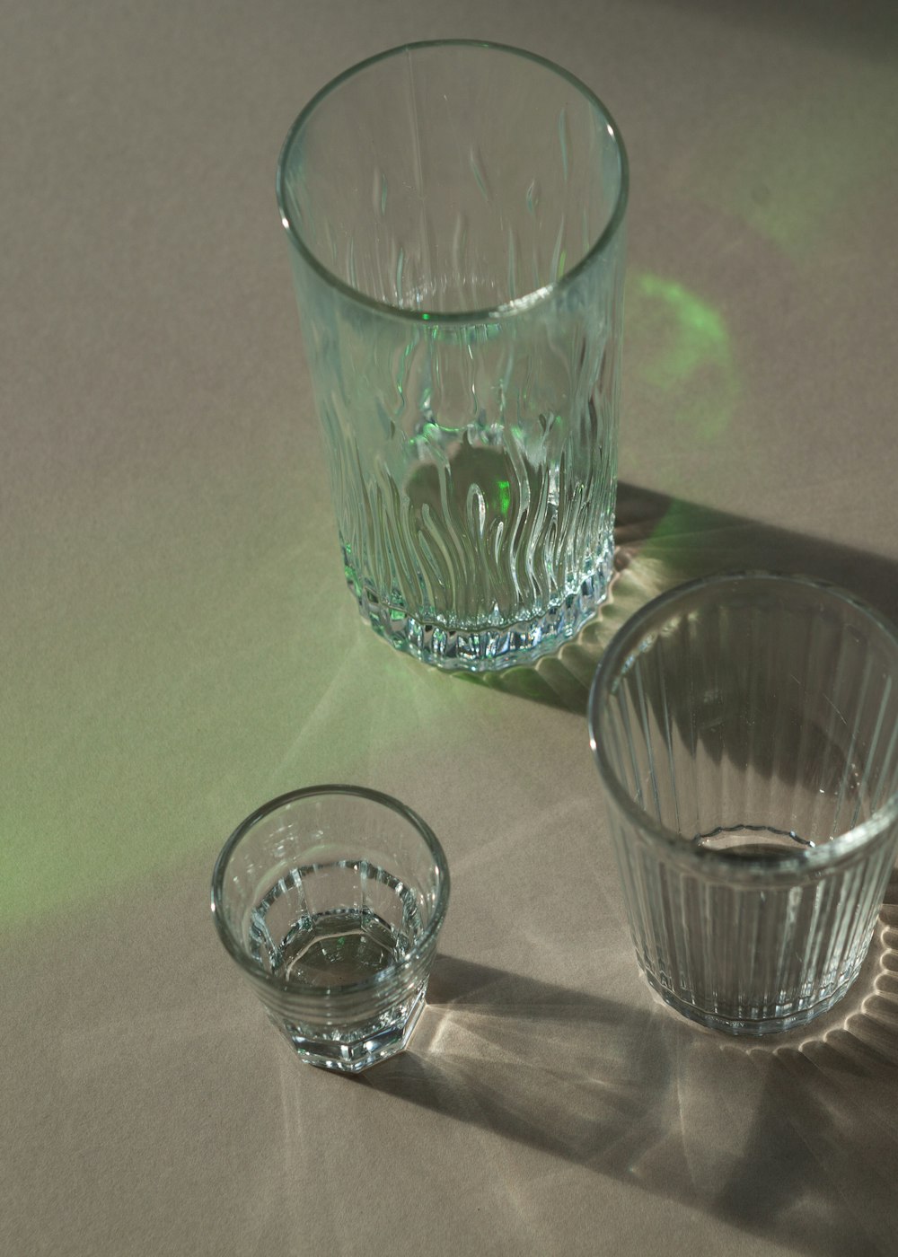 clear drinking glass on table