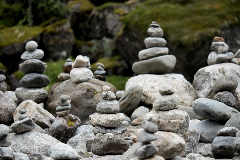 gray and black stone stack