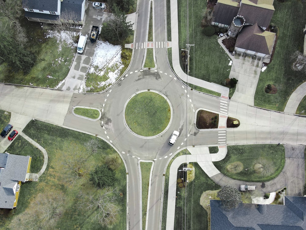 aerial view of green grass field