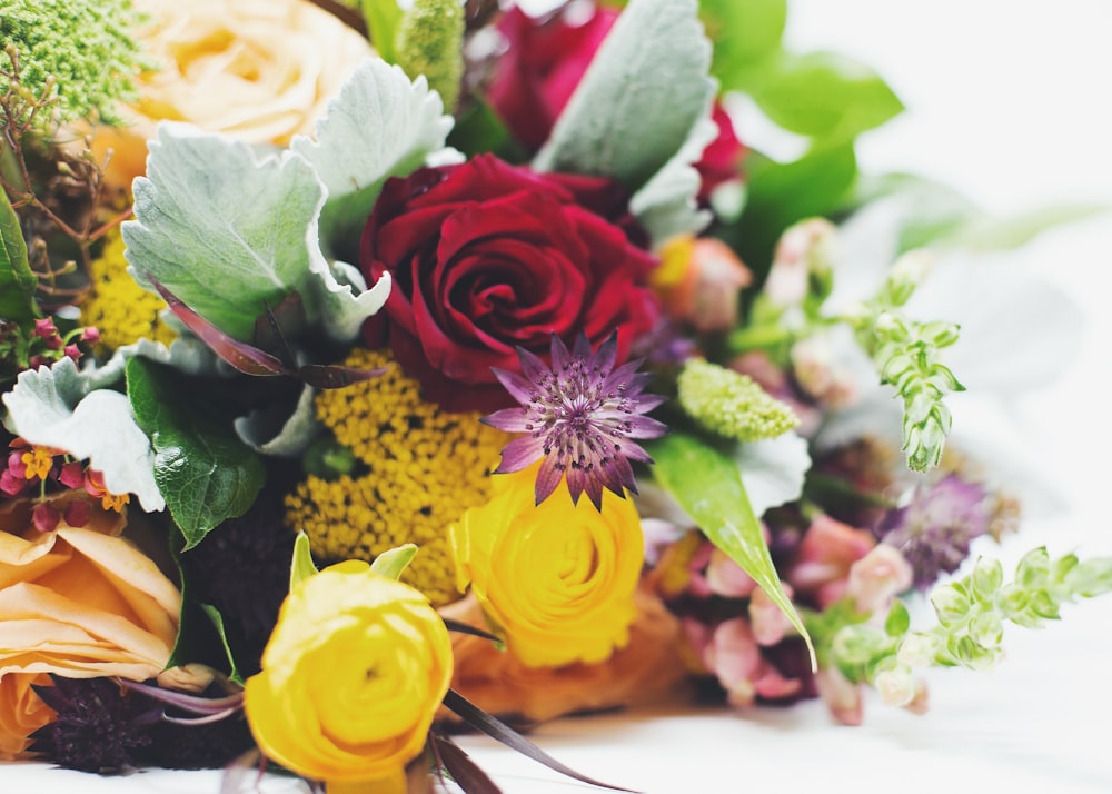 yellow and red rose bouquet