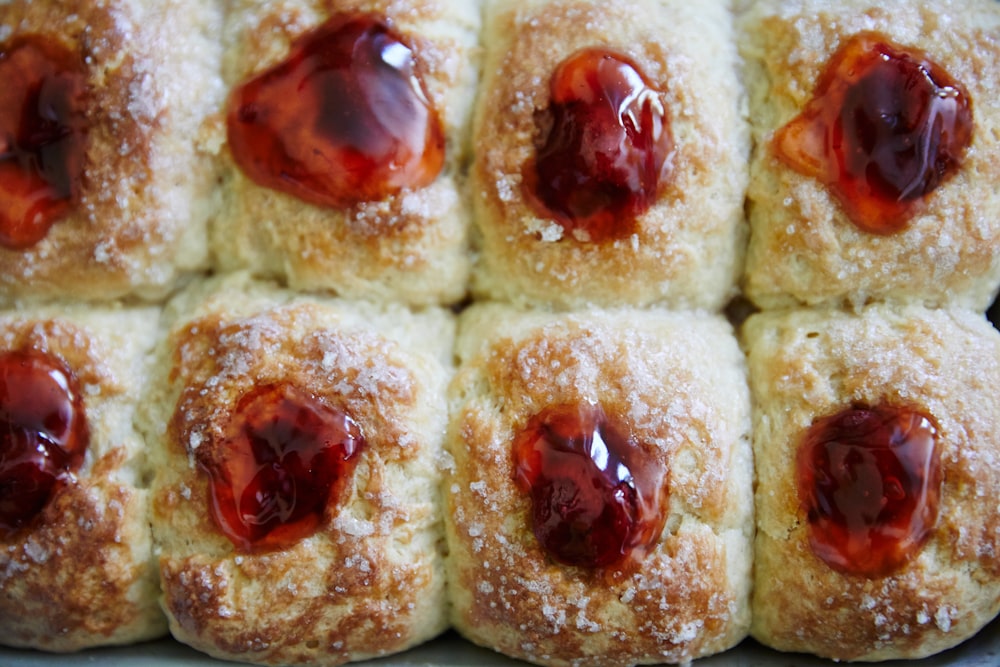 white and red pastry with red and white cream