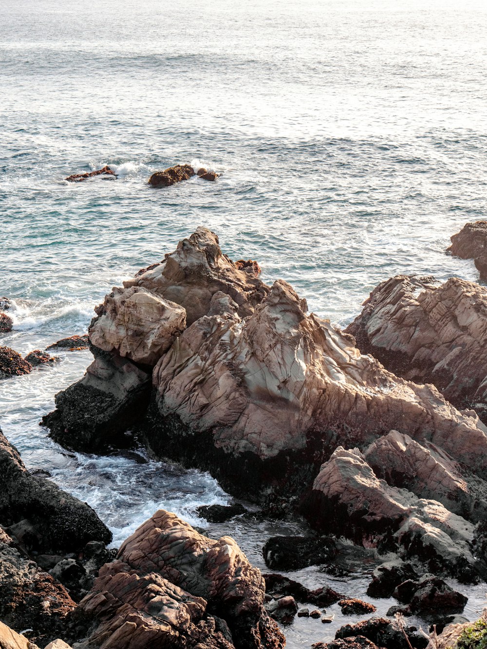 brown rock formation on sea during daytime