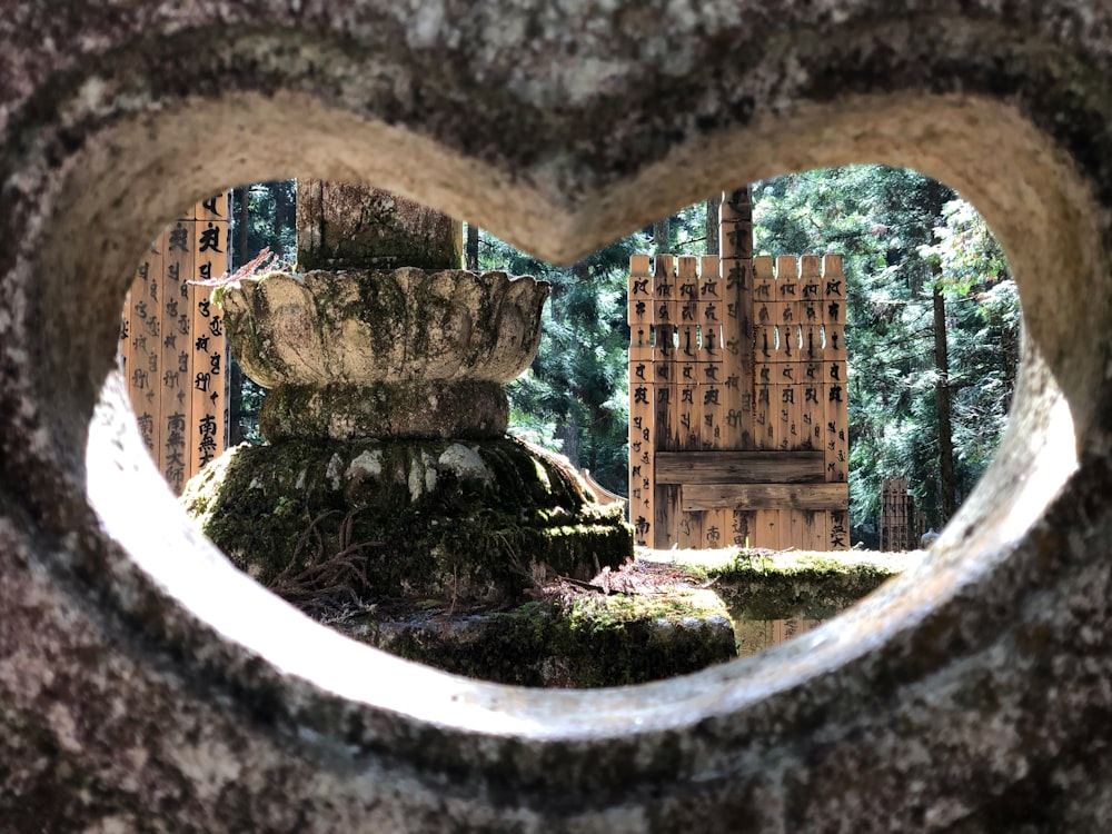 brown concrete arch with green moss