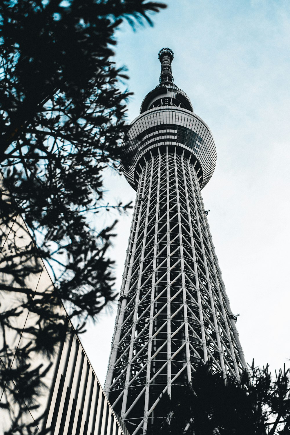 black and white tower under white sky