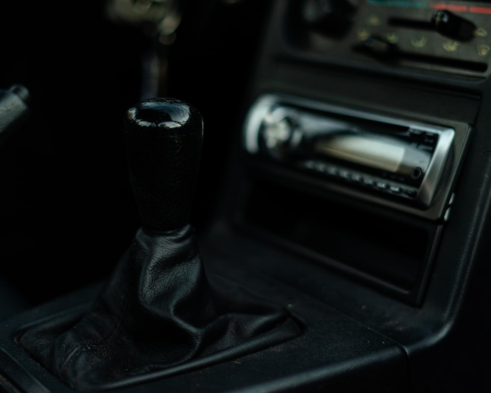 black car gear shift lever