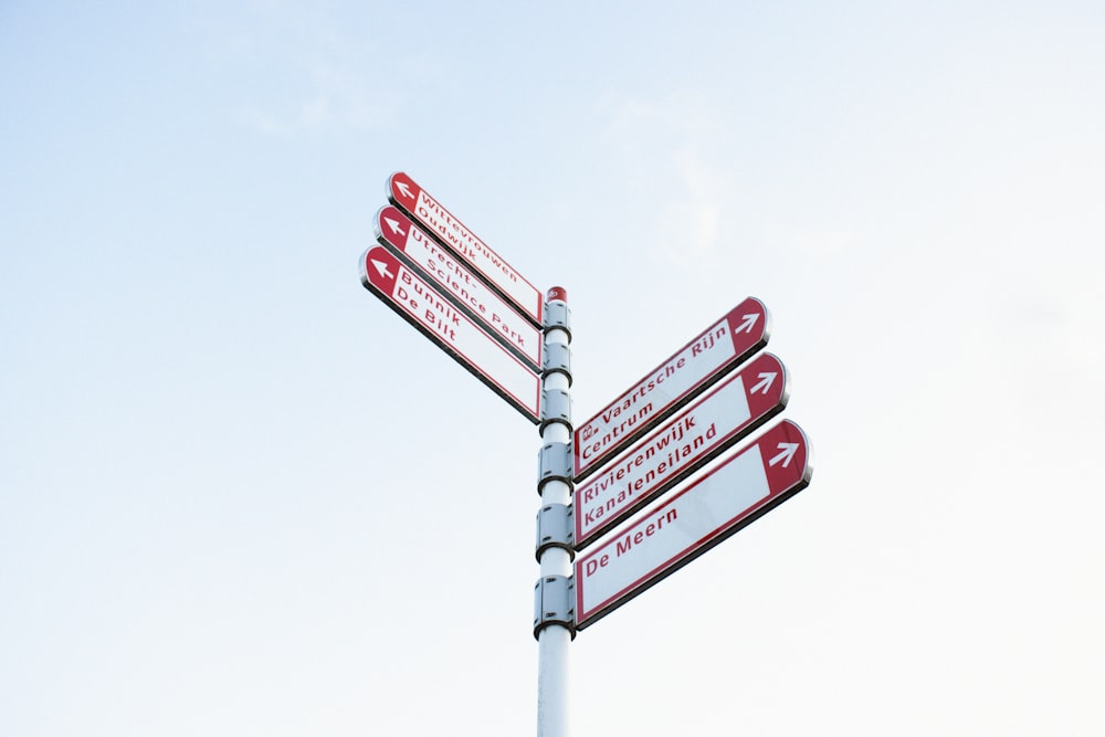 red and white street sign