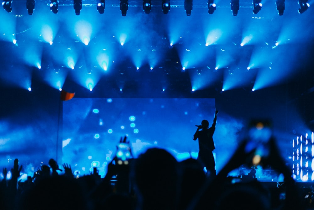 silhouette of people watching concert