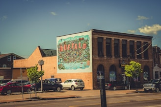 cars parked in front of building