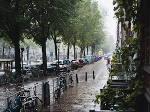 people walking on sidewalk with bicycle parked on sidewalk during daytime