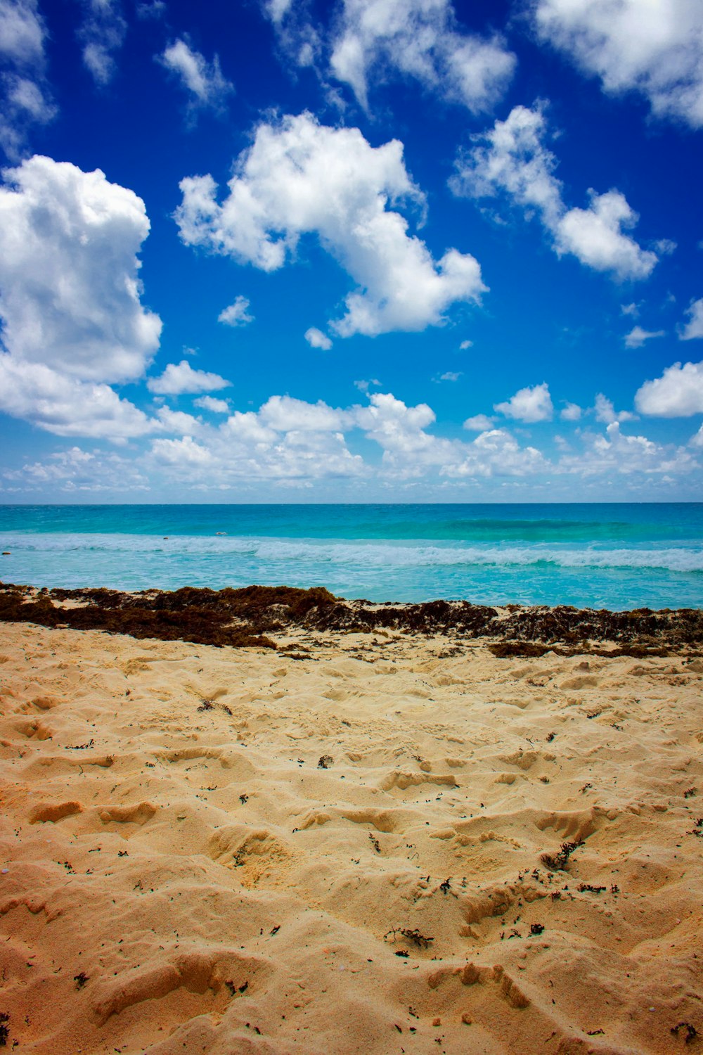 brown sand near body of water under blue and white cloudy sky during daytime