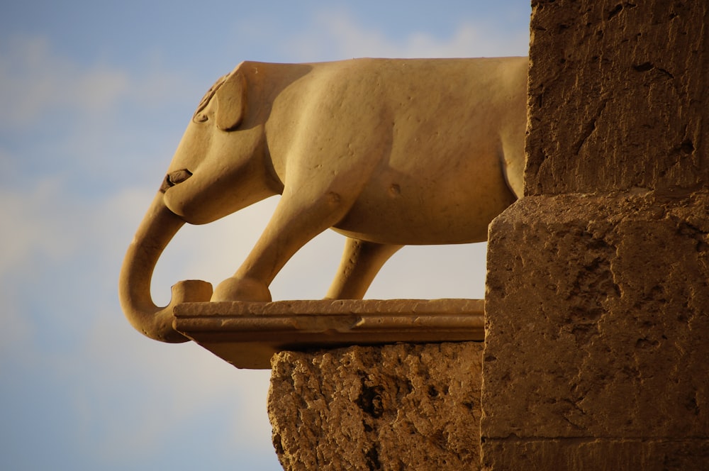 Braune Betonpferdestatue unter blauem Himmel tagsüber