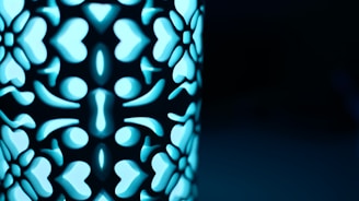 Close-up of a unique gift item featuring intricate details and a light blue palette.