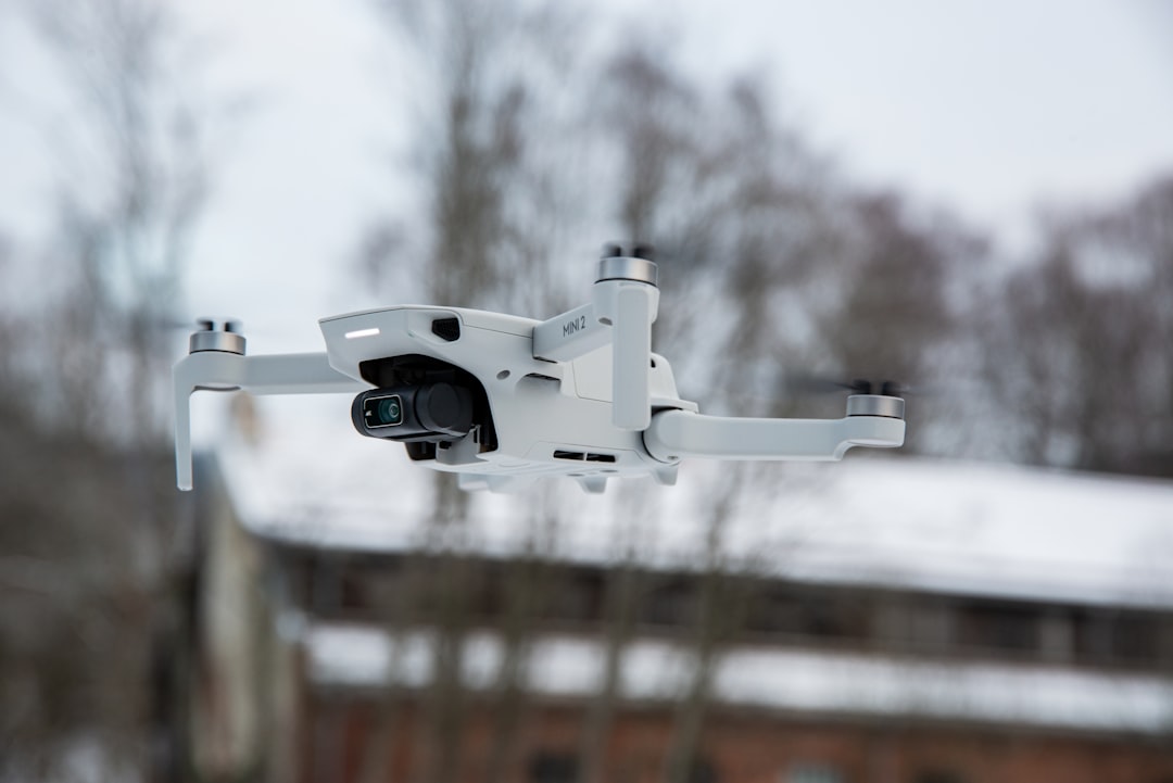 white and black drone in tilt shift lens