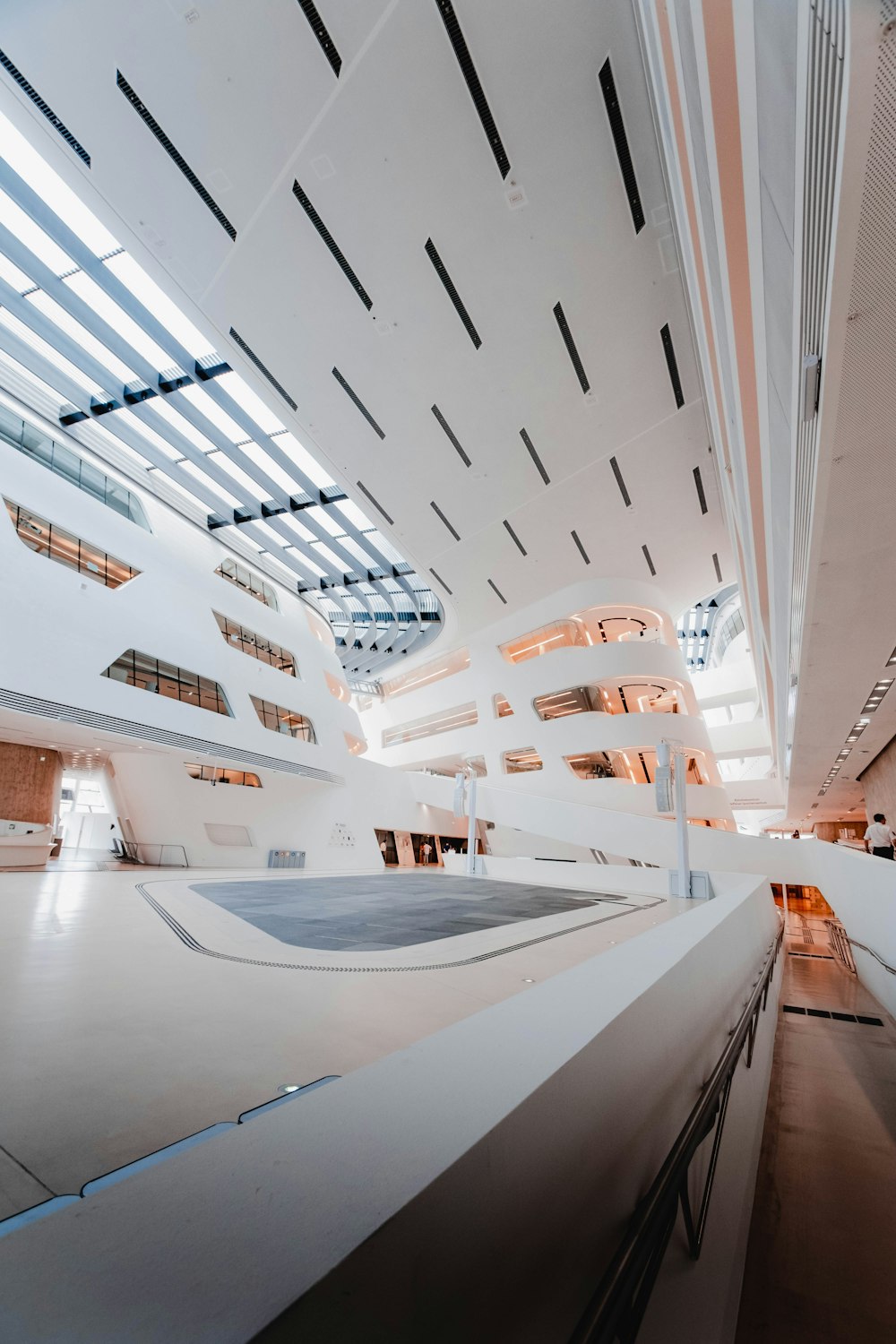 white and black building interior