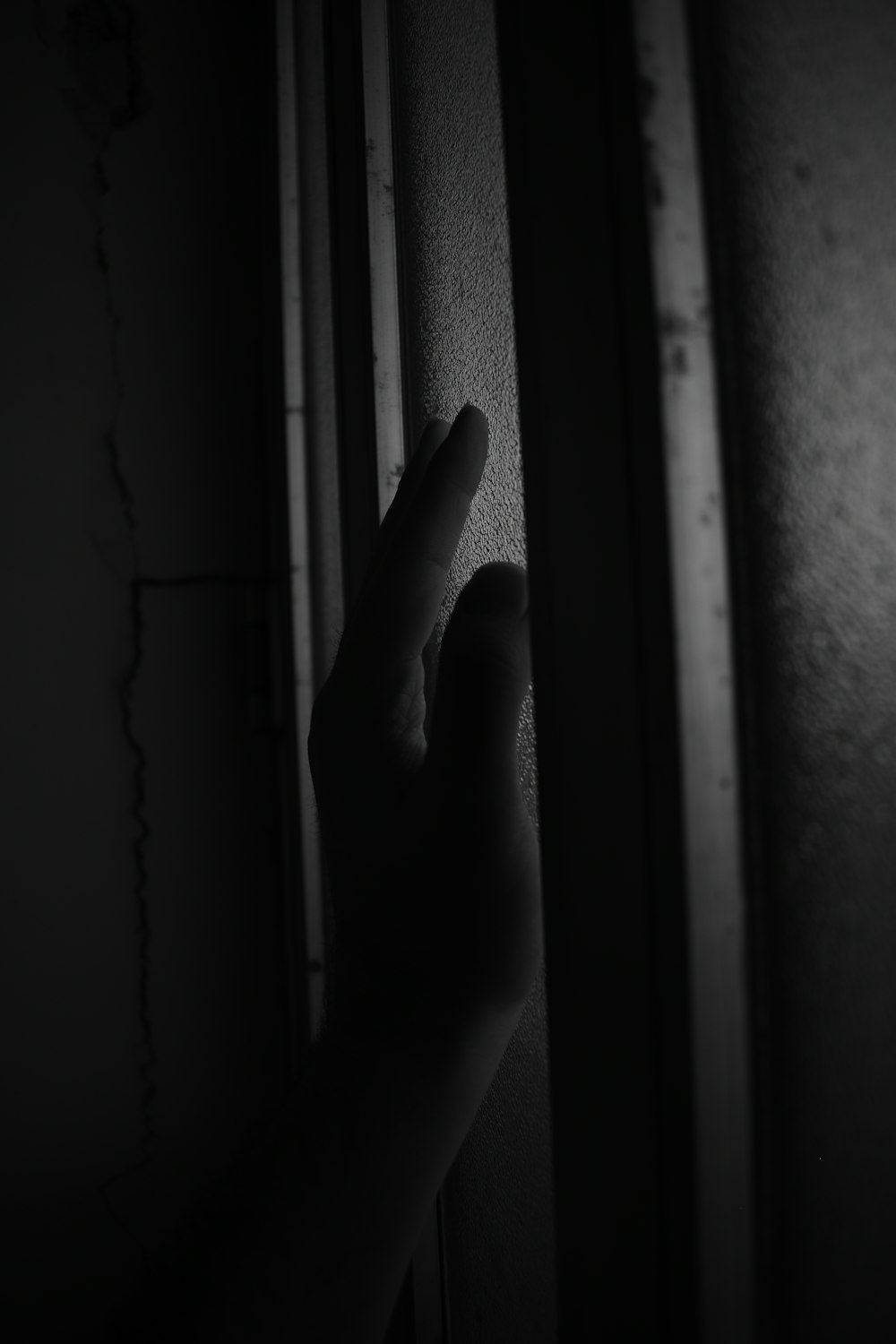 grayscale photo of persons hand