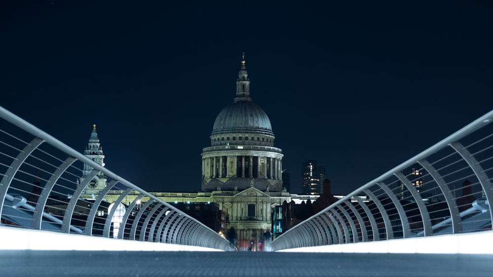 white and blue dome building during nighttime