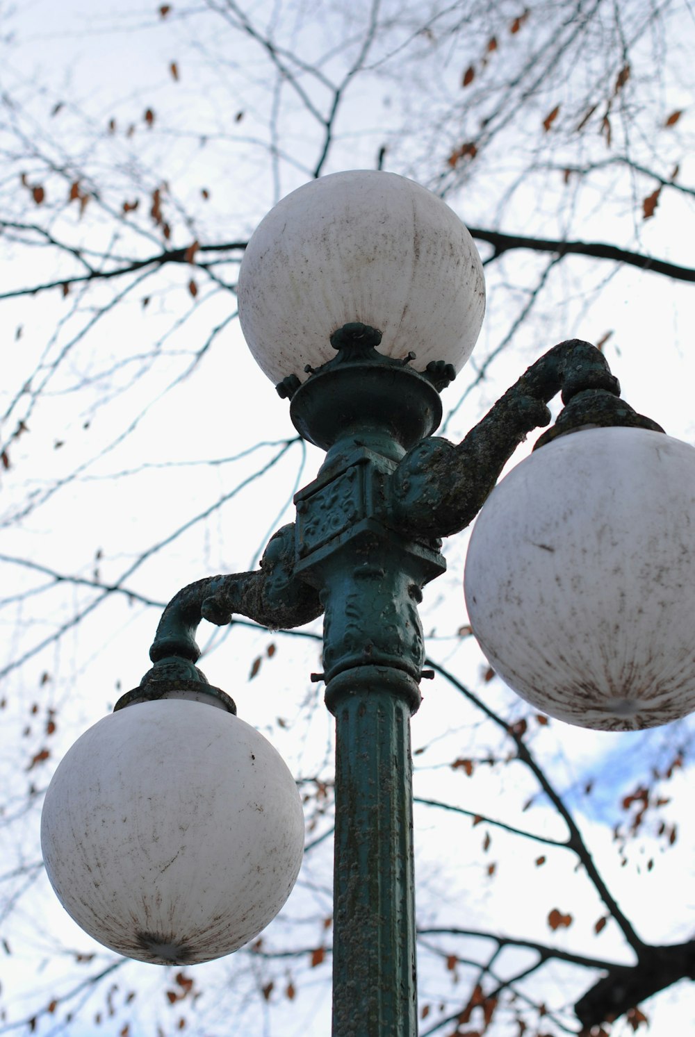 black metal street light post