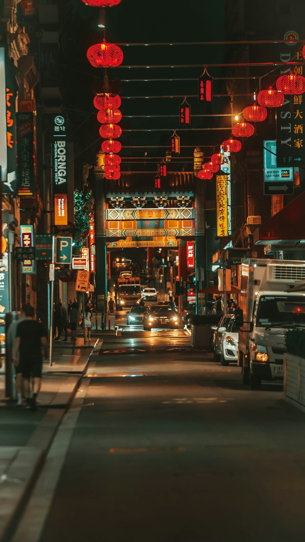 cars on road during night time